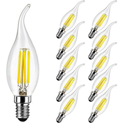 OEM Lampadina Led E14 A Fiamma Da 4w (equivalente A 40w) 400lm, Luce Bianca Fredda 6500k, Candela Led E14 Per Lampadari E Lampadari Di Cristallo, Confezione Da 10 OEM Lampadina Led E14 A Fiamma Da 4w (equivalente A 40w) 400lm, Luce Bianca Fredda 6500k, Candela Led E14 Per Lampadari E Lampadari Di Cristallo, Confezione Da 10