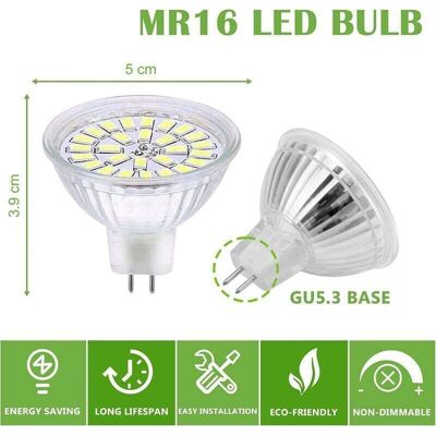 OEM Lampadine Led Mr16 Gu5.3 12v 5w (equivalenti A 50w), Luce Bianca Fredda 6000k, Non Dimmerabili, Confezione Da 10 OEM Lampadine Led Mr16 Gu5.3 12v 5w (equivalenti A 50w), Luce Bianca Fredda 6000k, Non Dimmerabili, Confezione Da 10