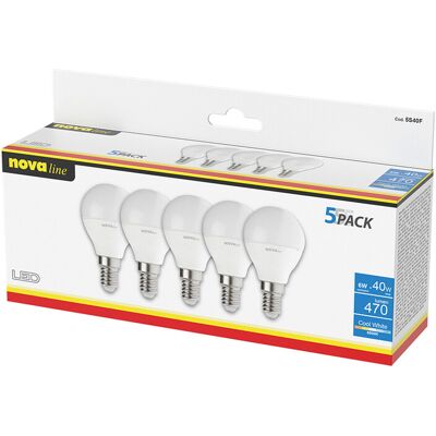 VDS Nova Lampadina Led Sferetta E14 6w 6500k Pz.5 VDS Nova Lampadina Led Sferetta E14 6w 6500k Pz.5