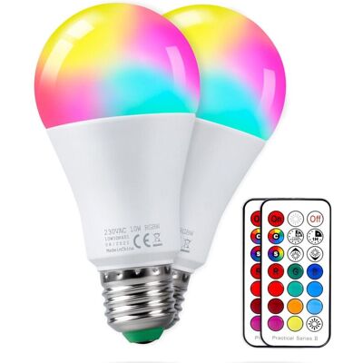 OEM Lampadine Led E27 Da 10w, A Cambio Colore, Dimmerabili, Rgbw, Con Telecomando, Funzione Memoria E Timer, Lampadine Smart Edison, Confezione Da 2 OEM Lampadine Led E27 Da 10w, A Cambio Colore, Dimmerabili, Rgbw, Con Telecomando, Funzione Memoria E Timer, Lampadine Smart Edison, Confezione Da 2
