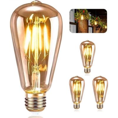 OEM Confezione Da 3 Lampadine Led Edison, Lampadine Led Vintage E27, Lampadine Decorative Retrò Edison, Lampadine A Filamento Led St64 Da 4w Bianco Caldo Per Ristoranti, Caffè E Bar (lampadine A Incandesc OEM Confezione Da 3 Lampadine Led Edison, Lampadine Led Vintage E27, Lampadine Decorative Retrò Edison, Lampadine A Filamento Led St64 Da 4w Bianco Caldo Per Ristoranti, Caffè E Bar (lampadine A Incandesc