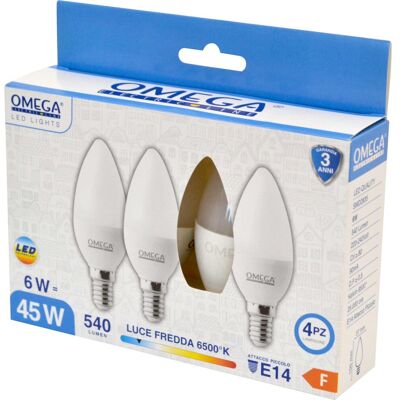 Omega Lampadine Set 4 6w Led 6500k 540lm E14 Omega Lampadine Set 4 6w Led 6500k 540lm E14