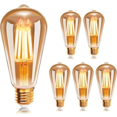 OEM Lampadina E27 Vintage, Confezione Da 6 Lampadine Led E27 Vintage, Lampadine Decorative Edison, Lampade Decorative Retrò, Filamento Bianco Caldo Da 4w, Per Decorazioni Nostalgiche, Casa, Bar, Caffetter OEM Lampadina E27 Vintage, Confezione Da 6 Lampadine Led E27 Vintage, Lampadine Decorative Edison, Lampade Decorative Retrò, Filamento Bianco Caldo Da 4w, Per Decorazioni Nostalgiche, Casa, Bar, Caffetter