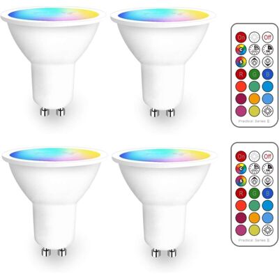 DPZO Faretto Led Gu10 Rgb – A Colori Variabili, Dimmerabile, Bianco Caldo (2700k-6500k), Con Telecomando A Infrarossi Incluso (confezione Da 4) DPZO Faretto Led Gu10 Rgb – A Colori Variabili, Dimmerabile, Bianco Caldo (2700k-6500k), Con Telecomando A Infrarossi Incluso (confezione Da 4)