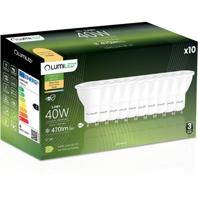 OEM 10 Lampadine Led Gu10 Spotlight Par16 3.4w = 40w 470lm 2700k Luce Calda 38° Lumiled OEM 10 Lampadine Led Gu10 Spotlight Par16 3.4w = 40w 470lm 2700k Luce Calda 38° Lumiled