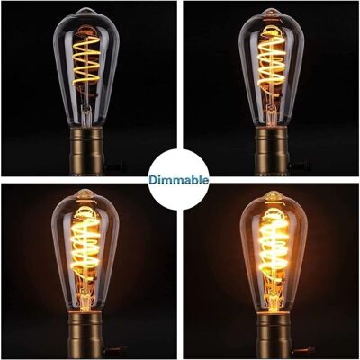 OEM Lampadina Led Vintage Edison St64 E27 Con Filamento A Spirale Flessibile – Bianco Caldo 2700k, Equivalente A 40w, Vetro Decorativo Anticato OEM Lampadina Led Vintage Edison St64 E27 Con Filamento A Spirale Flessibile – Bianco Caldo 2700k, Equivalente A 40w, Vetro Decorativo Anticato