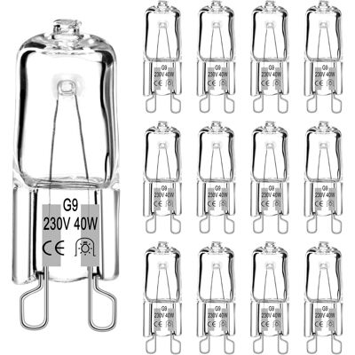 GABRIELLE Lampadina Alogena G9 (confezione Da 12) G9 40w 230v Bianco Caldo 560lm 2700k Lampadina Da Forno Dimmerabile Senza Sfarfallio 40w 300 Gradi Adatta Al Microonde, Lampadario Di Cristallo, Illuminazione D GABRIELLE Lampadina Alogena G9 (confezione Da 12) G9 40w 230v Bianco Caldo 560lm 2700k Lampadina Da Forno Dimmerabile Senza Sfarfallio 40w 300 Gradi Adatta Al Microonde, Lampadario Di Cristallo, Illuminazione D