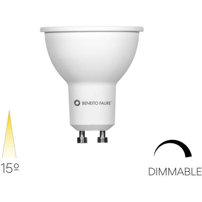 BENEITO FAURE Lampadina Led Dicroica Narrow Dimmable Gu10 7w 15º Cri80 2700k 400lm Triac Dimmable Colore Bianco - Beneito & Faure Retrofit Series BENEITO FAURE Lampadina Led Dicroica Narrow Dimmable Gu10 7w 15º Cri80 2700k 400lm Triac Dimmable Colore Bianco - Beneito & Faure Retrofit Series