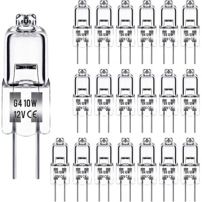 TREETALK Lampada Alogena G4, 12 V, 10 W, Bianco Caldo (3000 K), 150 Lm, Dimmerabile, Lampada Alogena G4, Capsula Trasparente, Confezione Da 20 TREETALK Lampada Alogena G4, 12 V, 10 W, Bianco Caldo (3000 K), 150 Lm, Dimmerabile, Lampada Alogena G4, Capsula Trasparente, Confezione Da 20