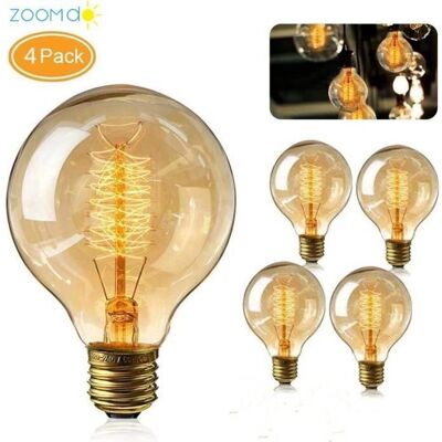 OEM Lampadina Vintage Edison Globe E27 - Zoomdo - Luce Bianca Calda 40w - Confezione Da 4 OEM Lampadina Vintage Edison Globe E27 - Zoomdo - Luce Bianca Calda 40w - Confezione Da 4