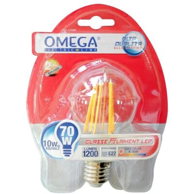Omega Lampadina A Filamento Goccia A60 10w E27 3000k Omega Lampadina A Filamento Goccia A60 10w E27 3000k