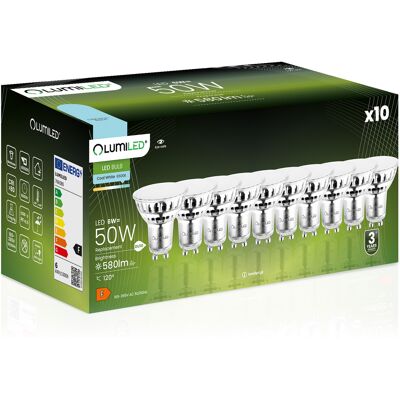OEM 10 Lampadine Led Gu10 Spotlight Par16 6w = 50w 580lm 6500k Luce Fredda 120° Lumiled OEM 10 Lampadine Led Gu10 Spotlight Par16 6w = 50w 580lm 6500k Luce Fredda 120° Lumiled