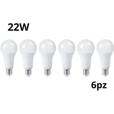 BES 6 Pezzi Lampadina Led 22w Luce Fredda E27 A65l Bulbo Bianco Opaco BES 6 Pezzi Lampadina Led 22w Luce Fredda E27 A65l Bulbo Bianco Opaco