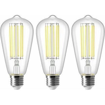 OEM Lampadina Led E27 St64 Da 8w, Lampadina A Filamento Edison Vintage, Equivalente A 80w, Luce Bianca Fredda 6500k, 800lm, Lampada Decorativa Retrò, Non Dimmerabile, Confezione Da 3 OEM Lampadina Led E27 St64 Da 8w, Lampadina A Filamento Edison Vintage, Equivalente A 80w, Luce Bianca Fredda 6500k, 800lm, Lampada Decorativa Retrò, Non Dimmerabile, Confezione Da 3