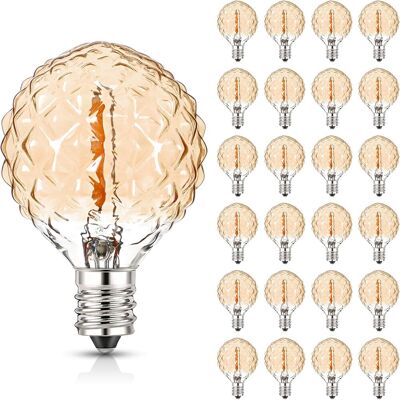 TREETALK Luci Decorative Da Giardino A Forma Di Diamante, 25 Pezzi, Attacco Led G40 E12, 220v, Stile Edison Vintage, Lampadina A Globo Da 1w (equivalente A Una Lampadina A Incandescenza Da 10 Watt), Luce Bianc TREETALK Luci Decorative Da Giardino A Forma Di Diamante, 25 Pezzi, Attacco Led G40 E12, 220v, Stile Edison Vintage, Lampadina A Globo Da 1w (equivalente A Una Lampadina A Incandescenza Da 10 Watt), Luce Bianc