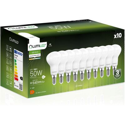 OEM 10 Lampadine Led E14 Riflettore R50 6w = 60w 540lm 4000k Neutro 120° Lumiled OEM 10 Lampadine Led E14 Riflettore R50 6w = 60w 540lm 4000k Neutro 120° Lumiled