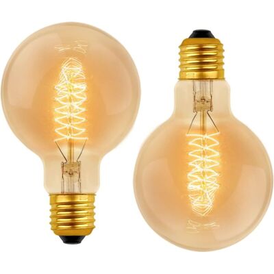 DPZO Lampadina A Globo Vintage G80 E27 Dimmerabile 60w Bianco Caldo 2700k, 600lm, Lampadine Decorative A Incandescenza Retrò E27, Lampada A Filamento Di Tungsteno A Spirale, Confezione Da 2 DPZO Lampadina A Globo Vintage G80 E27 Dimmerabile 60w Bianco Caldo 2700k, 600lm, Lampadine Decorative A Incandescenza Retrò E27, Lampada A Filamento Di Tungsteno A Spirale, Confezione Da 2