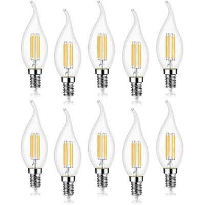 LIIYIELA Confezione Da 10 Lampadine A Filamento Led E14 Da 4w, 470lm Effetto Fiamma A Candela, Luce Bianca Calda 2700k, Non Dimmerabili, Angolo Del Fascio Luminoso Di 360°. LIIYIELA Confezione Da 10 Lampadine A Filamento Led E14 Da 4w, 470lm Effetto Fiamma A Candela, Luce Bianca Calda 2700k, Non Dimmerabili, Angolo Del Fascio Luminoso Di 360°.