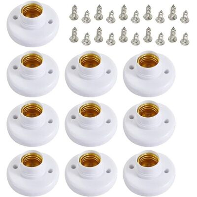 ULISEM Portalampada E27 – Confezione Da 10 Supporti Da Parete In Plastica Bianca Con Viti – Compatibile Con Tutte Le Lampadine Standard ULISEM Portalampada E27 – Confezione Da 10 Supporti Da Parete In Plastica Bianca Con Viti – Compatibile Con Tutte Le Lampadine Standard