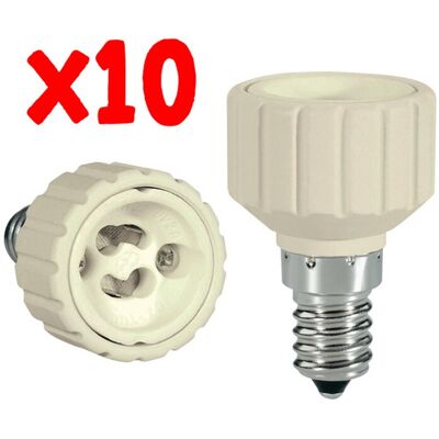 ALCAPOWER Adattatore Per Faretti E14 A Gu10, Blister Da 10 Pezzi, Convertitore Di Attacco Per Lampadine Led E Alogene, Tensione Max 240v, 2a ALCAPOWER Adattatore Per Faretti E14 A Gu10, Blister Da 10 Pezzi, Convertitore Di Attacco Per Lampadine Led E Alogene, Tensione Max 240v, 2a