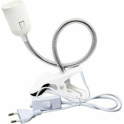 TEHTUY Faretto A Clip E27 Per Lampada Da Lettura Da Comodino, Ac 230v, Portacavo A Clip Con Interruttore, Lampada A Collo D'Oca Flessibile A Clip E27 Per Acquario, Piante, Specchio (bianca, Senza Lampadina) TEHTUY Faretto A Clip E27 Per Lampada Da Lettura Da Comodino, Ac 230v, Portacavo A Clip Con Interruttore, Lampada A Collo D'Oca Flessibile A Clip E27 Per Acquario, Piante, Specchio (bianca, Senza Lampadina)