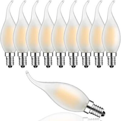 OEM Lampadina A Filamento Led Dimmerabile Da 4w E14, Effetto Fiamma, Luce Bianca Calda 2700k, Angolo Del Fascio Luminoso Di 360°, Confezione Da 10 OEM Lampadina A Filamento Led Dimmerabile Da 4w E14, Effetto Fiamma, Luce Bianca Calda 2700k, Angolo Del Fascio Luminoso Di 360°, Confezione Da 10