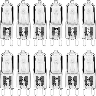 KEEMOTE Confezione Da 12 Lampadine Alogene G9 Da 28w 230v, Dimmerabili 0-100%, 320lm, Bianco Caldo 2700k, Lampade Alogene G9, Senza Sfarfallio, Po KEEMOTE Confezione Da 12 Lampadine Alogene G9 Da 28w 230v, Dimmerabili 0-100%, 320lm, Bianco Caldo 2700k, Lampade Alogene G9, Senza Sfarfallio, Po