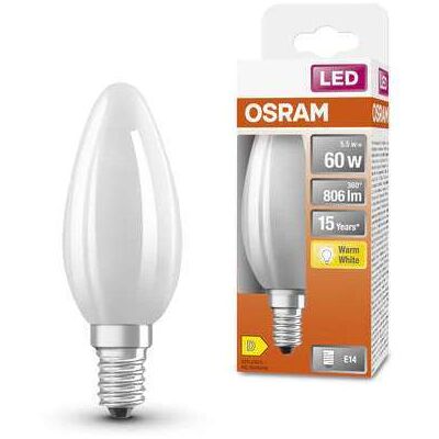 Osram - Lampada Led - E14 - Bianco Caldo - 2700 K - 6 W - Sostituisce Lampade Ad Incandescenza 60w - Led Retrofit Classic B Osram - Lampada Led - E14 - Bianco Caldo - 2700 K - 6 W - Sostituisce Lampade Ad Incandescenza 60w - Led Retrofit Classic B