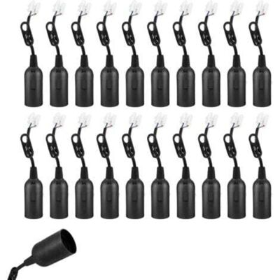 OEM Set Di 20 Portalampade E14 Con Cavo, Ideali Per Lavori Di Costruzione/ristrutturazione, Portalampade Di Ricambio E14 Con Cavo Per Lampadine A Led, Alogene E A Incandescenza, Colore Nero. OEM Set Di 20 Portalampade E14 Con Cavo, Ideali Per Lavori Di Costruzione/ristrutturazione, Portalampade Di Ricambio E14 Con Cavo Per Lampadine A Led, Alogene E A Incandescenza, Colore Nero.