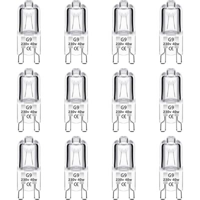 DPZO Confezione Da 12 Lampadine Alogene Dimmerabili G9 Da 40w 230v, 0-100%, 480lm, Bianco Caldo 2700k, Attacco G9 A Due Pin, Senza Sfarfallio, Ideali Per Forni, Lampadari, Lampade Da Giardino E Illuminazio DPZO Confezione Da 12 Lampadine Alogene Dimmerabili G9 Da 40w 230v, 0-100%, 480lm, Bianco Caldo 2700k, Attacco G9 A Due Pin, Senza Sfarfallio, Ideali Per Forni, Lampadari, Lampade Da Giardino E Illuminazio