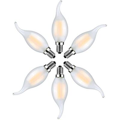 OEM Confezione Da 6 Lampadine Led E14 Da 4w, Luce Bianca Calda 2700k, Effetto Fiamma - Lampadine A Filamento A Candela Per Lampadari - Vetro Satinato OEM Confezione Da 6 Lampadine Led E14 Da 4w, Luce Bianca Calda 2700k, Effetto Fiamma - Lampadine A Filamento A Candela Per Lampadari - Vetro Satinato