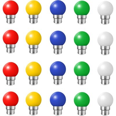ALOVEZ 20x B22 Bayonet Led 2w Lampadina Colorata Mini Golf Ball Outdoor Patio Garden Party Christmas Ball, (rosso Giallo Verde Blu Bianco Freddo) ALOVEZ 20x B22 Bayonet Led 2w Lampadina Colorata Mini Golf Ball Outdoor Patio Garden Party Christmas Ball, (rosso Giallo Verde Blu Bianco Freddo)