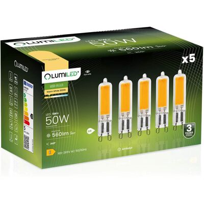 OEM 5 Lampadine Led A Capsula G9 Da 5w = 50w 560lm 3000k Luce Calda Filamento Lumiled A 360° OEM 5 Lampadine Led A Capsula G9 Da 5w = 50w 560lm 3000k Luce Calda Filamento Lumiled A 360°