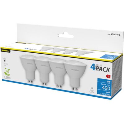 VDS Nova Lampadina Led Spot Gu10 6w 490lm 6500k Pz.4 VDS Nova Lampadina Led Spot Gu10 6w 490lm 6500k Pz.4