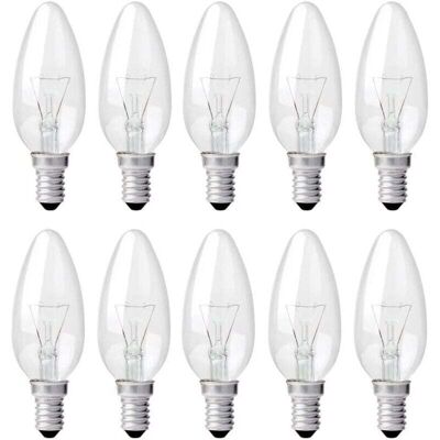 DPZO Lampadina E14 Da 40w Trasparente, A Forma Di Fiamma, Dimmerabile, Luce Bianca Calda 2700k, 400 Lm, Attacco A Vite Edison, Confezione Da 10 DPZO Lampadina E14 Da 40w Trasparente, A Forma Di Fiamma, Dimmerabile, Luce Bianca Calda 2700k, 400 Lm, Attacco A Vite Edison, Confezione Da 10