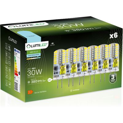 OEM 6 Capsule Led G4 Da 4w = 30w 380lm 6500k Luce Fredda 360° 12v Lumiled OEM 6 Capsule Led G4 Da 4w = 30w 380lm 6500k Luce Fredda 360° 12v Lumiled