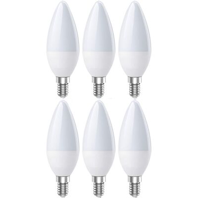 TORMATOR Lampadine Led E14, Attacco A Candela E14, Luce Bianca Fredda 6500k, 5w 600 Lumen, Equivalenti A Lampade Alogene Da 60w, Angolo Del Fascio Luminoso Di 200°, Non Dimmerabili, Confezione Da 6 [classe Ene TORMATOR Lampadine Led E14, Attacco A Candela E14, Luce Bianca Fredda 6500k, 5w 600 Lumen, Equivalenti A Lampade Alogene Da 60w, Angolo Del Fascio Luminoso Di 200°, Non Dimmerabili, Confezione Da 6 [classe Ene