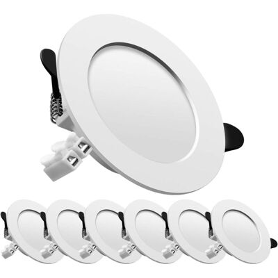DPZO Faretto Led Da Incasso Extrapiatto - Rotondo, 5 W (equivalente A Lampadina A Incandescenza), Luce Bianca Calda, Per Bagno E Soggiorno (confezione Da 6) DPZO Faretto Led Da Incasso Extrapiatto - Rotondo, 5 W (equivalente A Lampadina A Incandescenza), Luce Bianca Calda, Per Bagno E Soggiorno (confezione Da 6)