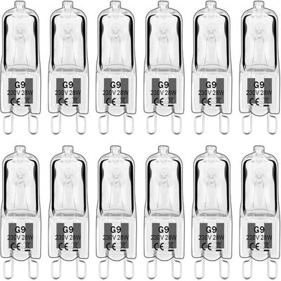 URSUS Confezione Da 12 Lampadine Alogene G9 Da 28w 230v, Dimmerabili 0-100%, 320lm, Bianco Caldo 2700k, Lampade Alogene G9, Senza Sfarfallio, Per Lampadari, Luci Per Armadi, Luci Da Giardino, Applique URSUS Confezione Da 12 Lampadine Alogene G9 Da 28w 230v, Dimmerabili 0-100%, 320lm, Bianco Caldo 2700k, Lampade Alogene G9, Senza Sfarfallio, Per Lampadari, Luci Per Armadi, Luci Da Giardino, Applique