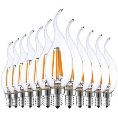 LIIYIELA Lampadina Led A Filamento E14 Da 4w, Effetto Fiamma Di Candela, Luce Bianca Calda 2700k, Equivalente A Una Lampadina A Incandescenza/alogena Da 40w (confezione Da 12) Lbq42 LIIYIELA Lampadina Led A Filamento E14 Da 4w, Effetto Fiamma Di Candela, Luce Bianca Calda 2700k, Equivalente A Una Lampadina A Incandescenza/alogena Da 40w (confezione Da 12) Lbq42