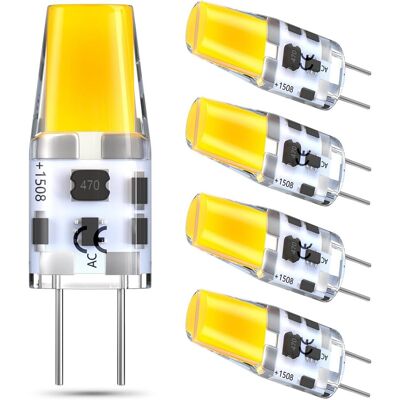 TIGREZY Lampadina Di Ricambio Alogena Tipo Jc A Due Pin Gy6.35 4w Ac/dc 12v Bianco Caldo 3000k (non Dimmerabile, Confezione Da 5) TIGREZY Lampadina Di Ricambio Alogena Tipo Jc A Due Pin Gy6.35 4w Ac/dc 12v Bianco Caldo 3000k (non Dimmerabile, Confezione Da 5)