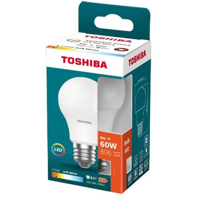 Toshiba Lampada A60 Led 8w Bianco Caldo E27 Toshiba Lampada A60 Led 8w Bianco Caldo E27