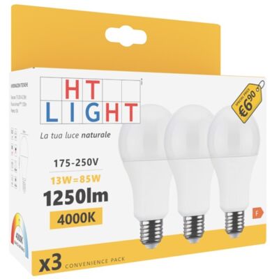 ALCAPOWER Alca Power A60 13w 175-250v 1250lm 4000k E27 Lampada Classica A Led Box Da 3pz ALCAPOWER Alca Power A60 13w 175-250v 1250lm 4000k E27 Lampada Classica A Led Box Da 3pz