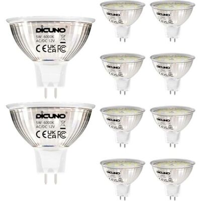 OEM Lampadina Led Gu5.3, Luce Bianca Fredda 6000k, Mr16 Led 12v 5w, Equivalente A Una Lampadina Alogena Da 50w, Faretto Led Non Dimmerabile, Confezione Da 10 OEM Lampadina Led Gu5.3, Luce Bianca Fredda 6000k, Mr16 Led 12v 5w, Equivalente A Una Lampadina Alogena Da 50w, Faretto Led Non Dimmerabile, Confezione Da 10