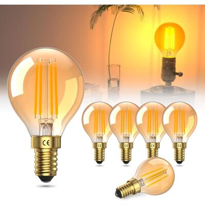 OEM Lampadina Led E14 Da 4w, Luce Bianca Calda 2200k, Vetro Ambrato, Equivalente A Una Lampadina A Incandescenza G45 Da 40w, Ac 220-240v, Confezione Da 6 OEM Lampadina Led E14 Da 4w, Luce Bianca Calda 2200k, Vetro Ambrato, Equivalente A Una Lampadina A Incandescenza G45 Da 40w, Ac 220-240v, Confezione Da 6