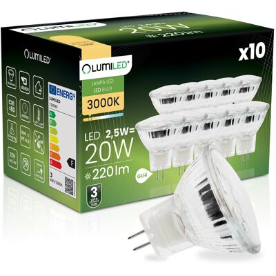 OEM 10 Lampadine Led Gu4 Spotlight Mr11 2,5w = 20w 220lm 3000k Luce Calda 120° 12v Lumiled OEM 10 Lampadine Led Gu4 Spotlight Mr11 2,5w = 20w 220lm 3000k Luce Calda 120° 12v Lumiled