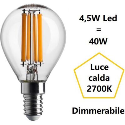 BOT LIGHTING Lampadina Sfera Piccola Led 4,5w Luce Calda 2700k 470 Lumen E14 Dimmerabile Bot BOT LIGHTING Lampadina Sfera Piccola Led 4,5w Luce Calda 2700k 470 Lumen E14 Dimmerabile Bot