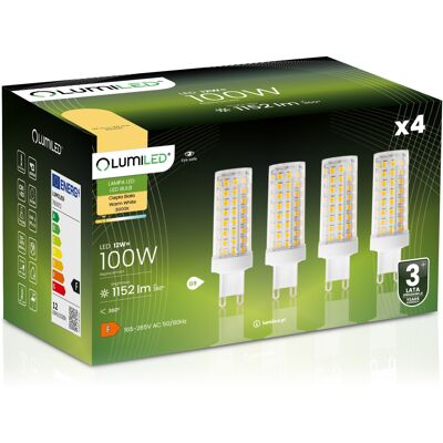 OEM 4 Lampadine Led A Capsula G9 Da 12w = 100w 1152lm 3000k Luce Calda Lumiled A 360° OEM 4 Lampadine Led A Capsula G9 Da 12w = 100w 1152lm 3000k Luce Calda Lumiled A 360°