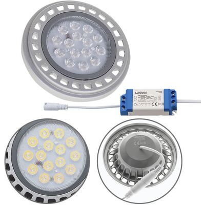 Luxram Lampadina G53 Ar111 Potenza Led 15w 3000k 5500cd 36° Con Driver 0,1a - A Luxram Lampadina G53 Ar111 Potenza Led 15w 3000k 5500cd 36° Con Driver 0,1a - A