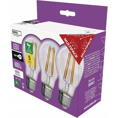 EMOS ZF5148.3 - Lampadina LED Filamento A60 E27 3,8W 806lm Bianco EMOS ZF5148.3 - Lampadina LED Filamento A60 E27 3,8W 806lm Bianco